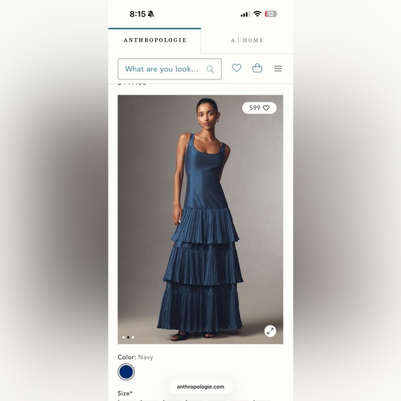 Anthropologie Navy Tiered Maxi Dress - Picture 4 of 4